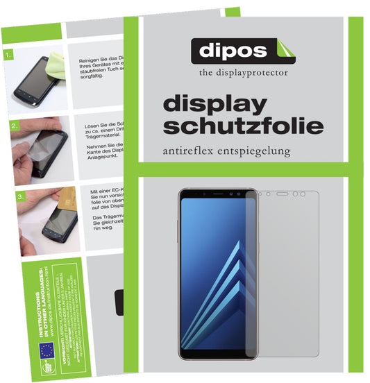 Matte Displayschutzfolie von dipos passend für Samsung Galaxy A8 (2018), präziser Zuschnitt und blasenfrei montiert