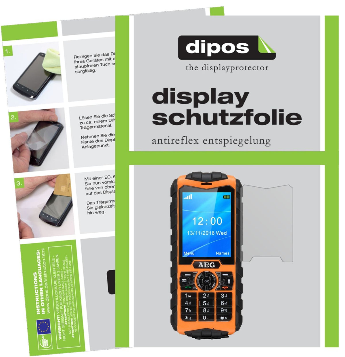 Matte Displayschutzfolie von dipos passend für AEG M550, präziser Zuschnitt und blasenfrei montiert