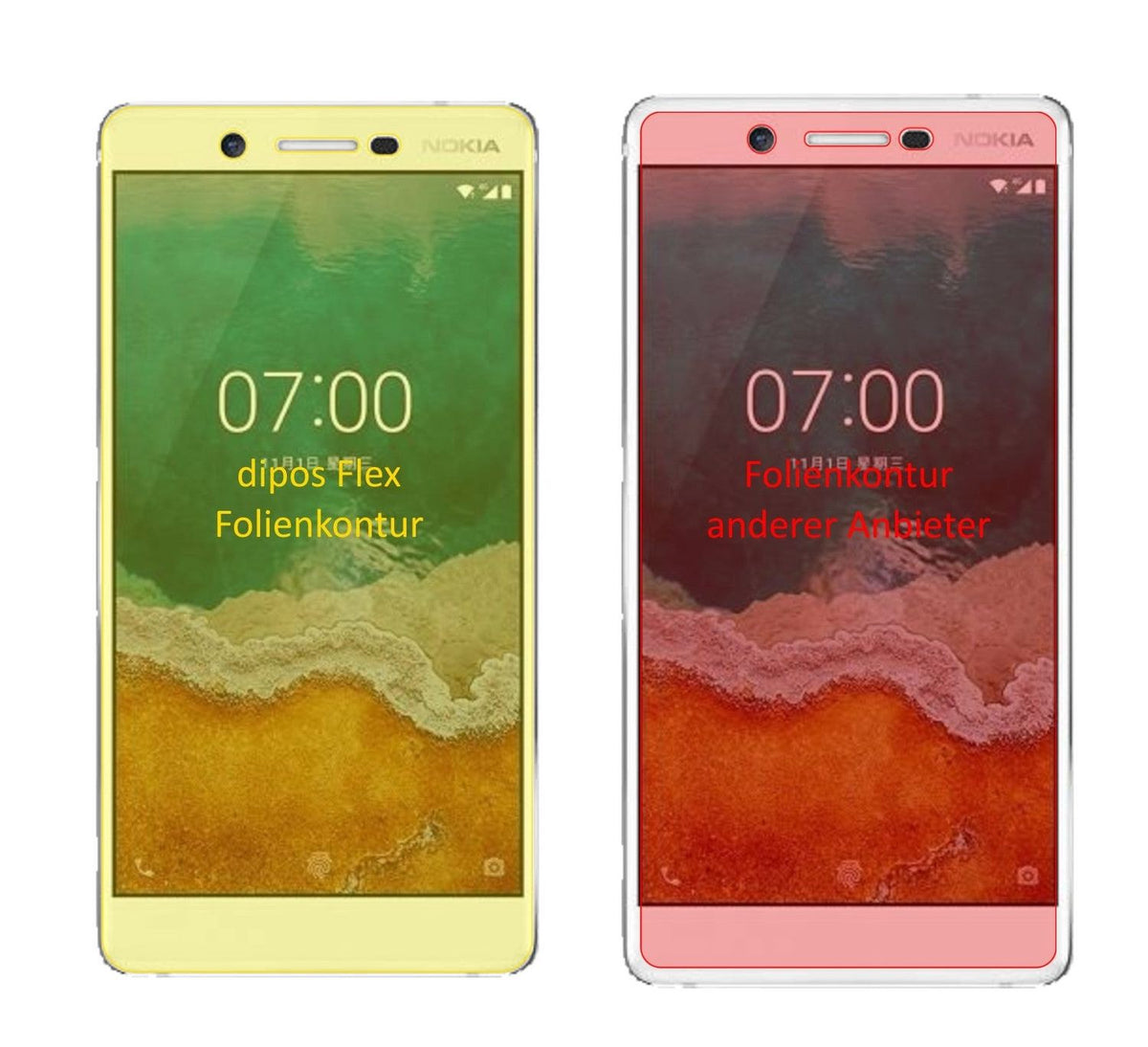 3x 3D Full Cover Schutzfolie für Nokia 7