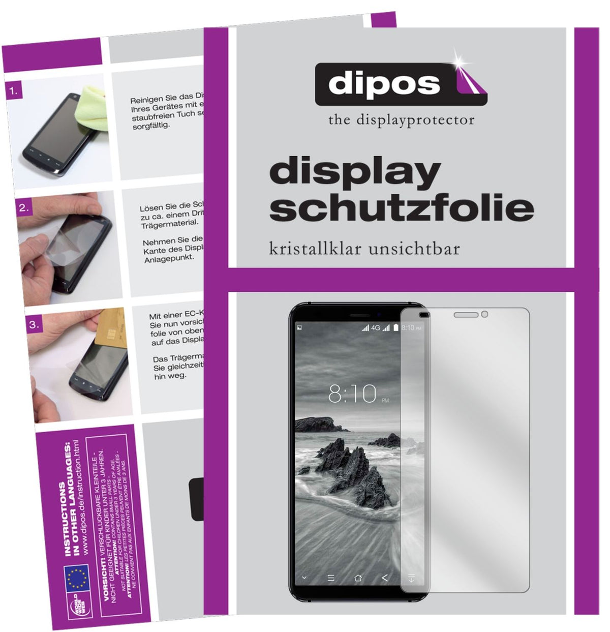 Klare Displayschutzfolie von dipos passend für Blackview S6, präziser Zuschnitt und blasenfrei montiert