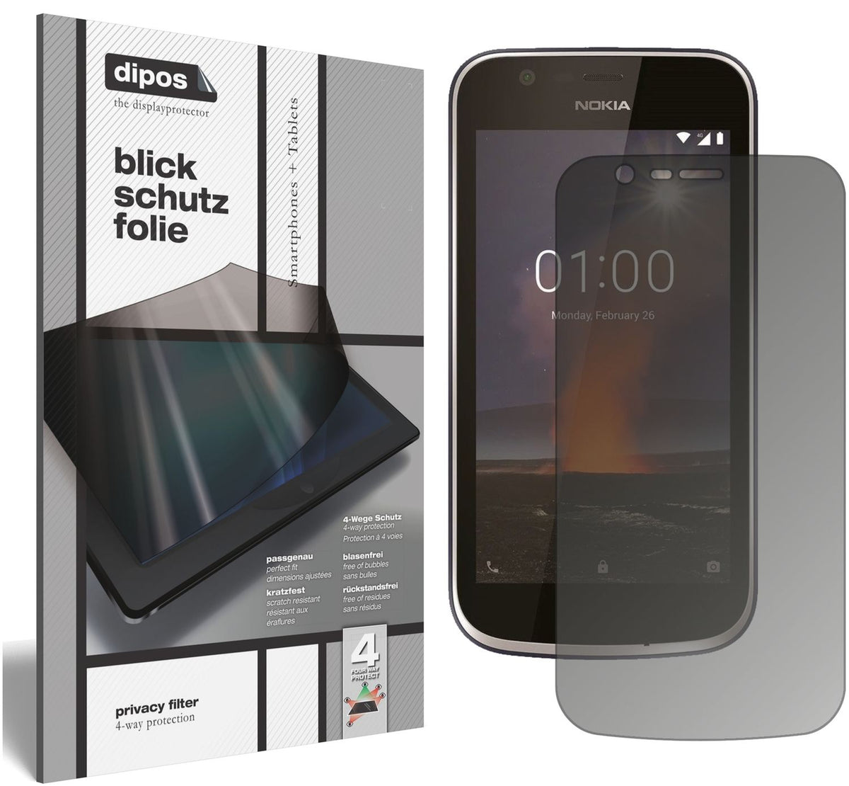 Blickschutzfolie für Nokia 1 matt Schutzfolie Privacy