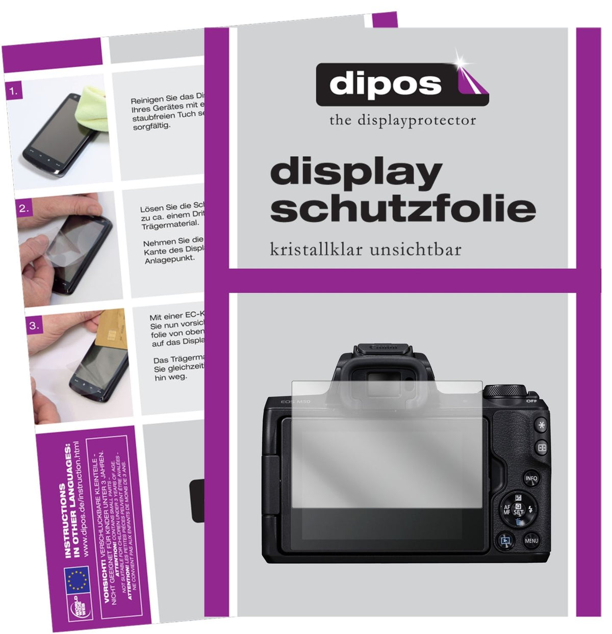 6x Schutzfolie klar für Canon EOS M50 Display-Schutzfolie
