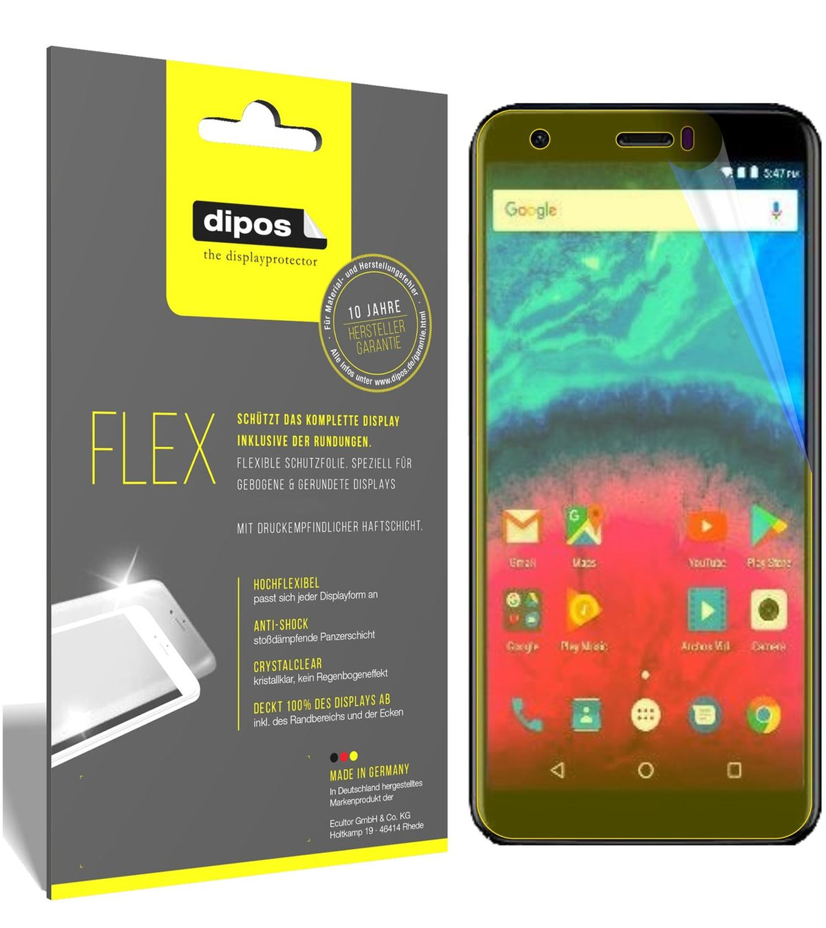 3x 3D Full Cover Schutzfolie für Archos Core 55S