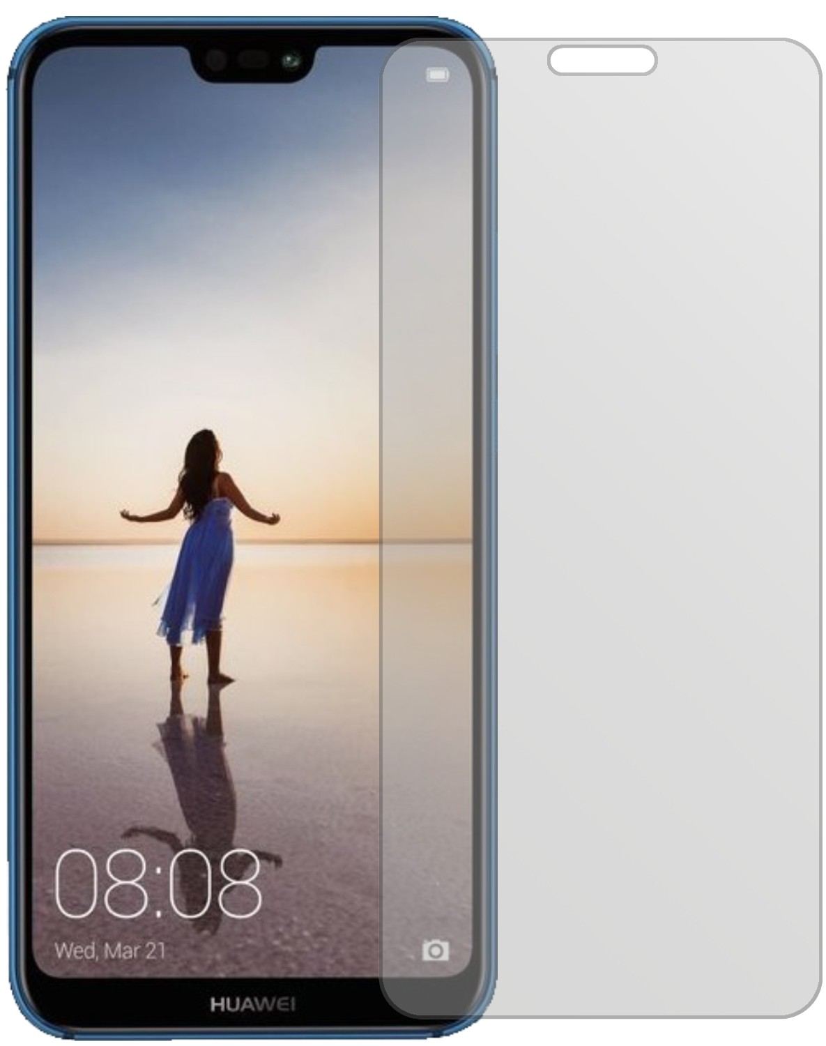 HuaweiP20 Lite mit aufgebrachter dipos Displayschutzfolie, die lästige Fingerabdrücke minimiert
