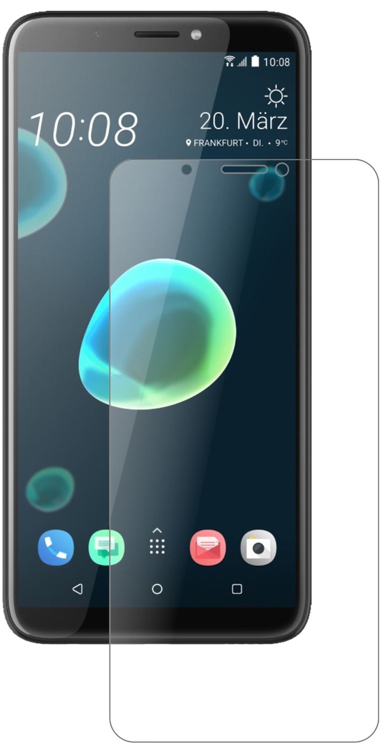 HTCDesire 12 mit aufgebrachter dipos Panzerfolie, die lästige Fingerabdrücke minimiert