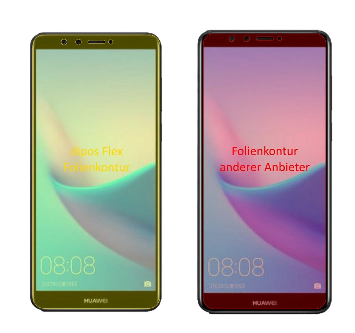 3x 3D Full Cover Schutzfolie für Huawei Enjoy 8