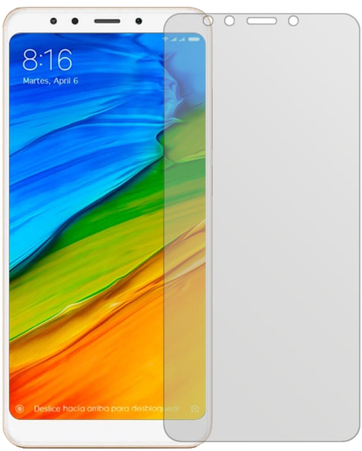 XiaomiRedmi 5 Plus mit aufgebrachter dipos Displayschutzfolie, die lästige Fingerabdrücke minimiert
