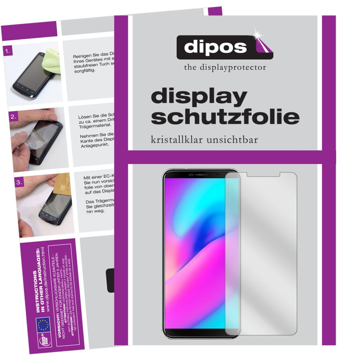 Klare Displayschutzfolie von dipos passend für Cubot J3, präziser Zuschnitt und blasenfrei montiert