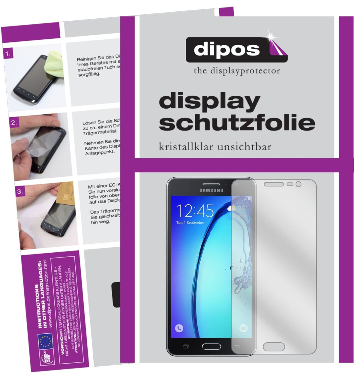 Klare Displayschutzfolie von dipos passend für Samsung Galaxy On6, präziser Zuschnitt und blasenfrei montiert