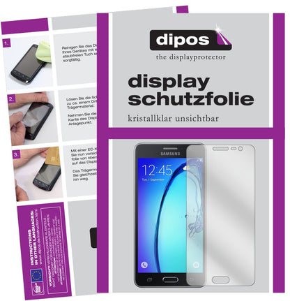 Klare Displayschutzfolie von dipos passend für Samsung Galaxy On6, präziser Zuschnitt und blasenfrei montiert