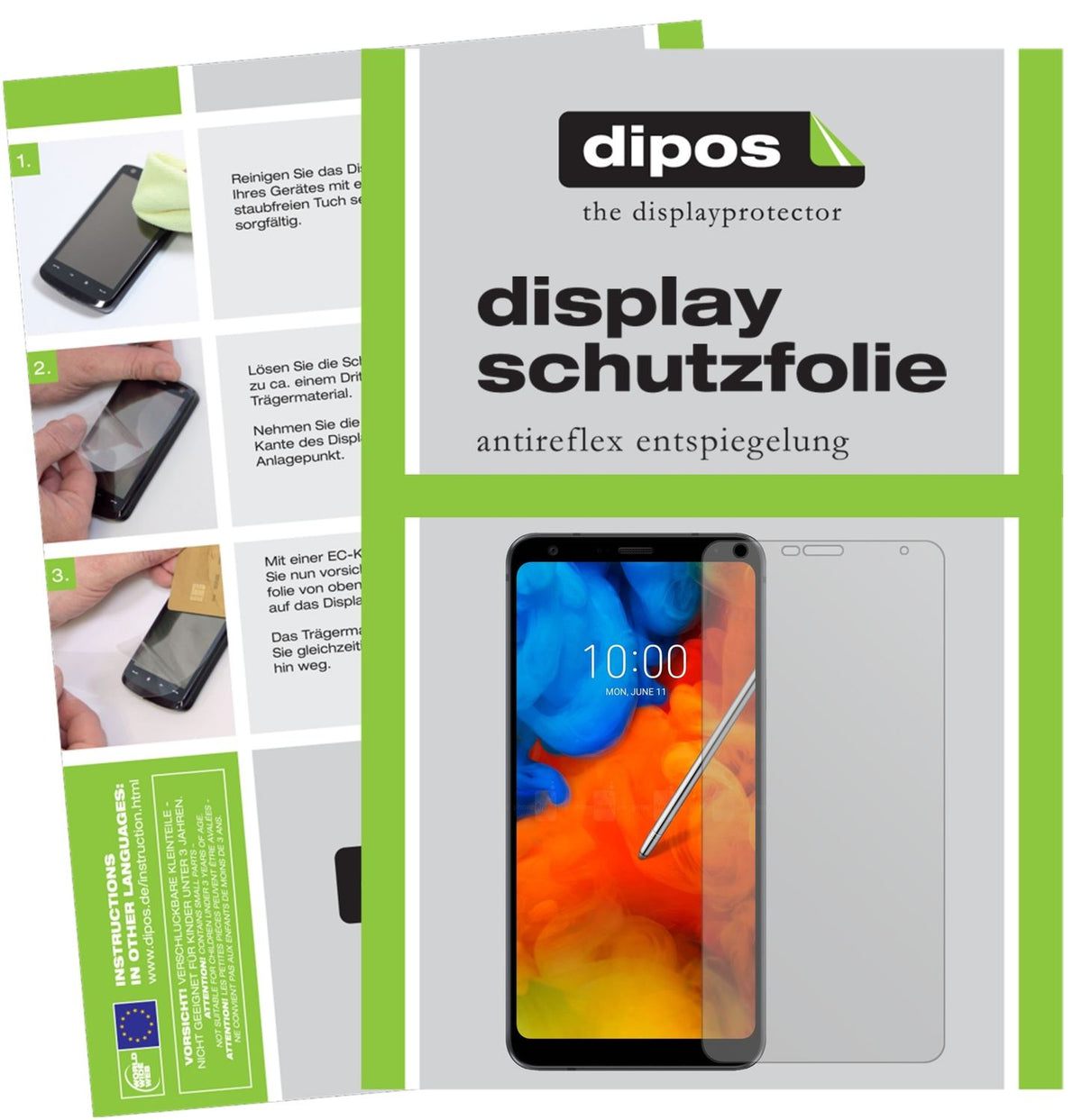 Matte Displayschutzfolie von dipos passend für LG Q8 (2018), präziser Zuschnitt und blasenfrei montiert
