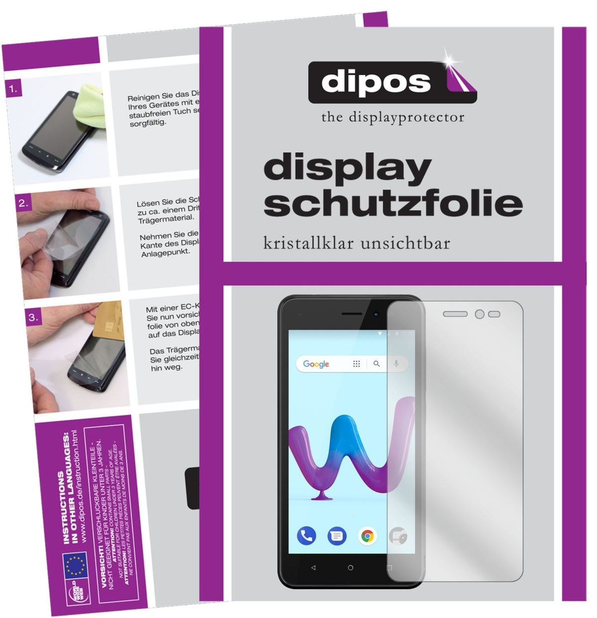 Klare Displayschutzfolie von dipos passend für Wiko Sunny 3, präziser Zuschnitt und blasenfrei montiert
