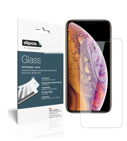 Klare Displayschutzfolie von dipos passend für Apple iPhone XS, 9H kratzfest und blasenfrei montiert
