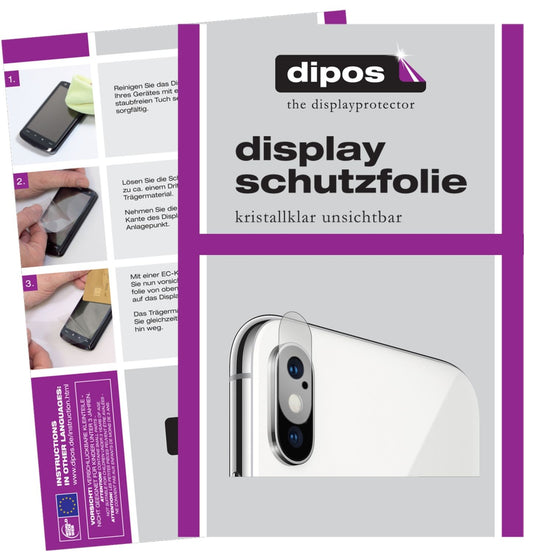 Klare Displayschutzfolie von dipos passend für Apple iPhone XS Max Kamera, präziser Zuschnitt und blasenfrei montiert