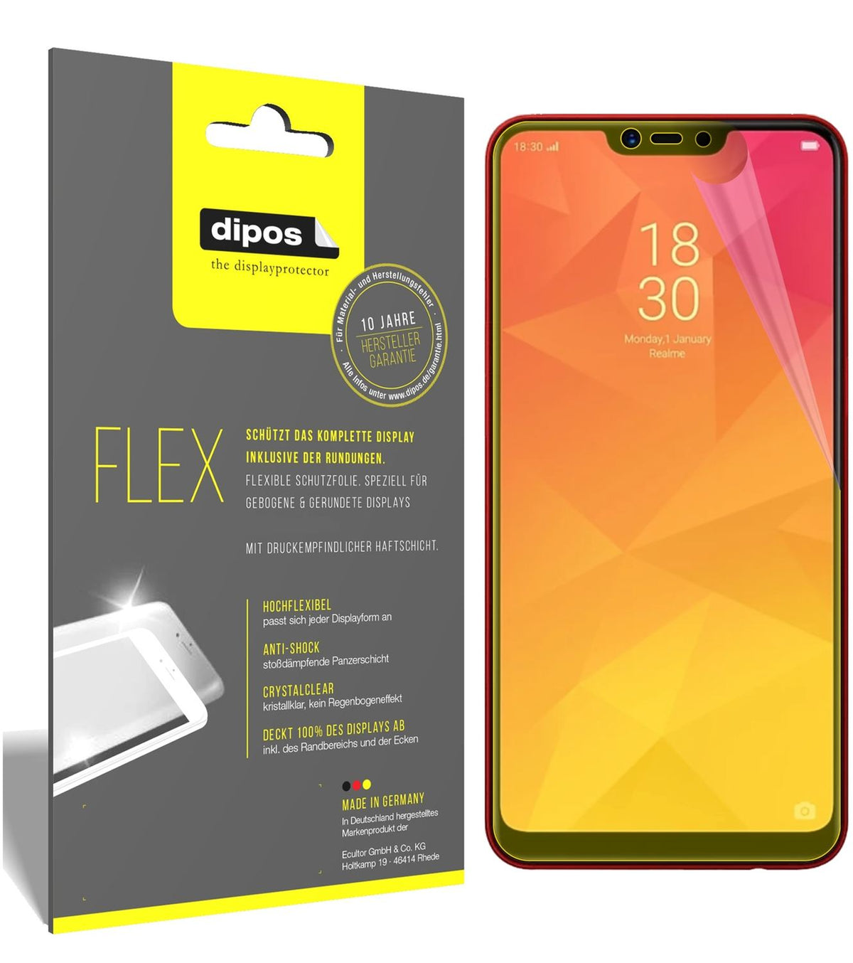3x 3D Full Cover Schutzfolie für Oppo Realme 2