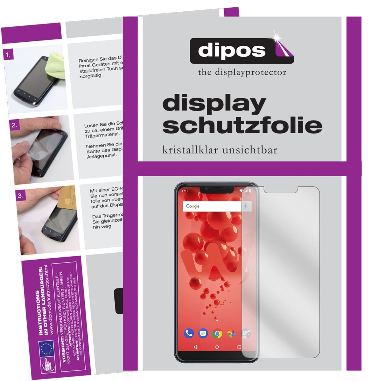 Klare Displayschutzfolie von dipos passend für Wiko View2 Plus, präziser Zuschnitt und blasenfrei montiert