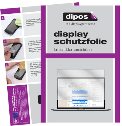 Klare Displayschutzfolie von dipos passend für Apple MacBook Pro 13 Zoll 2018, präziser Zuschnitt und blasenfrei montiert