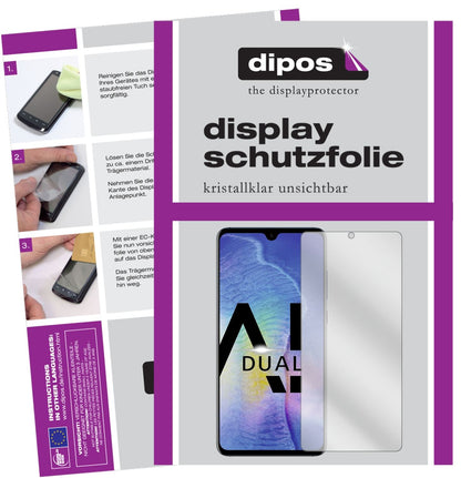 Klare Displayschutzfolie von dipos passend für Huawei Mate 20, präziser Zuschnitt und blasenfrei montiert