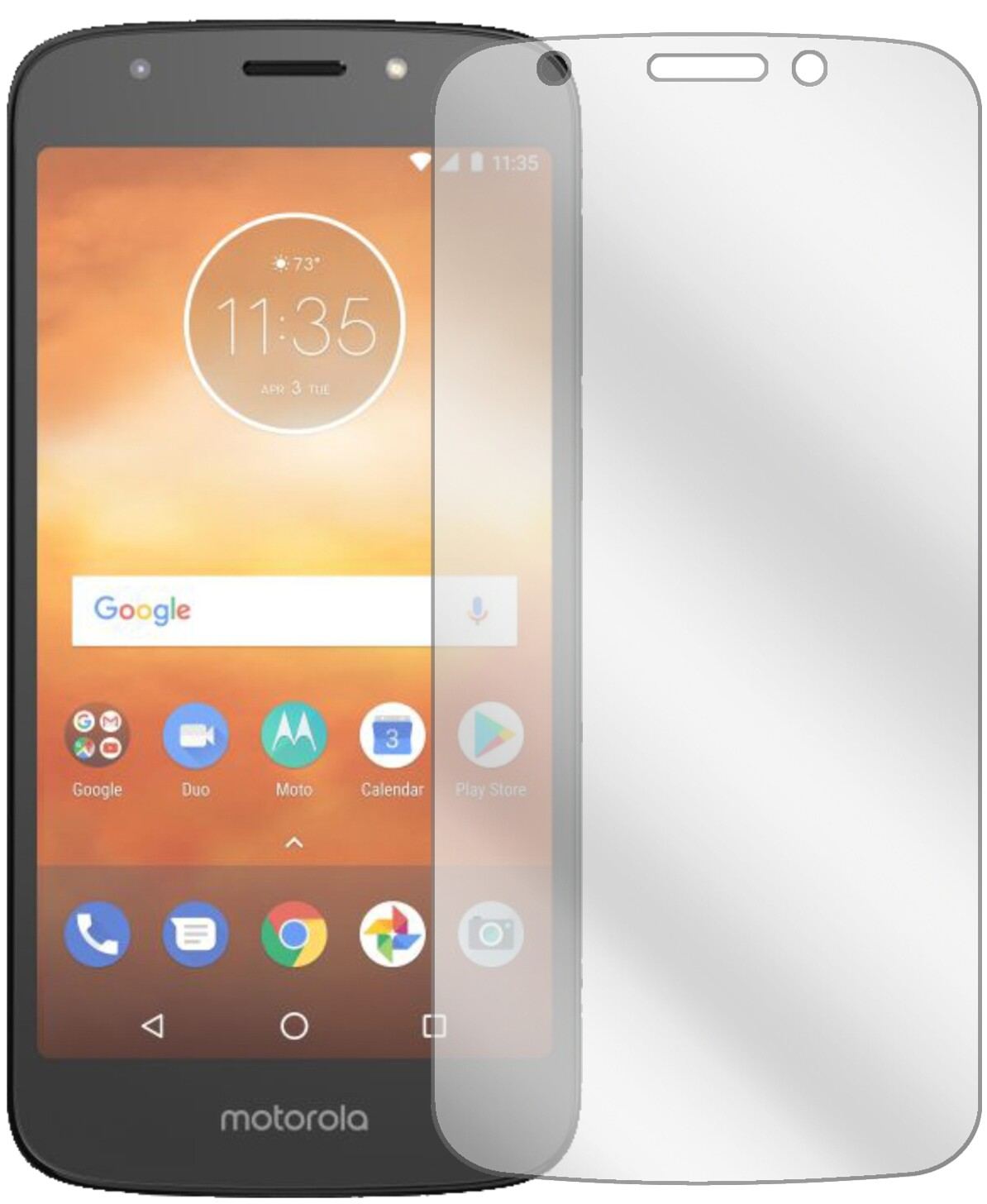 MotorolaMoto E5 Play Go mit aufgebrachter dipos Displayschutzfolie, glasklare Darstellung ohne Einschränkungen