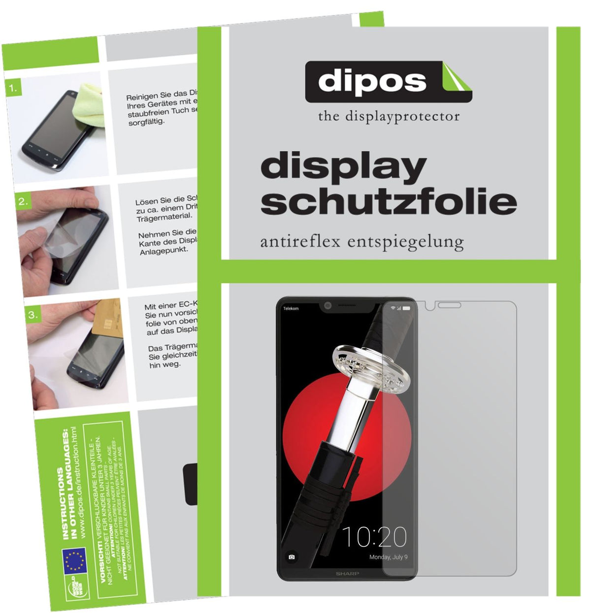 Matte Displayschutzfolie von dipos passend für Sharp Aquos D10, präziser Zuschnitt und blasenfrei montiert