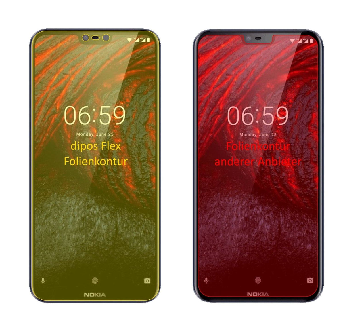 3x 3D Full Cover Schutzfolie für Nokia 6.1 Plus