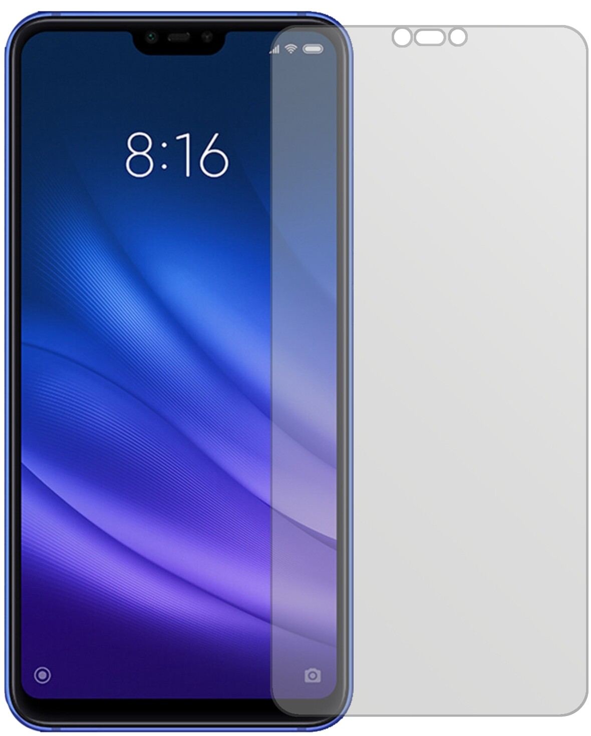 XiaomiMi 8 Lite mit aufgebrachter dipos Displayschutzfolie, die lästige Fingerabdrücke minimiert
