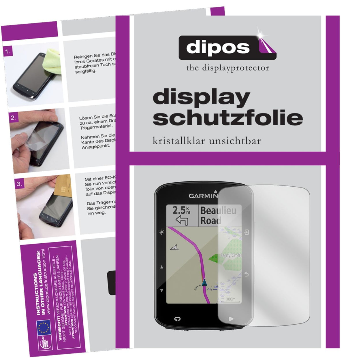 3x Schutzfolie klar für Garmin Edge 520 Plus Display-Schutzfolie