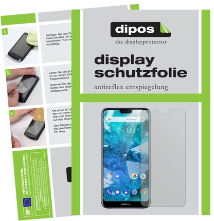 Matte Displayschutzfolie von dipos passend für Nokia X7 (2018), präziser Zuschnitt und blasenfrei montiert