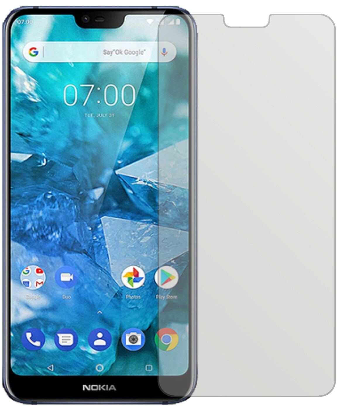 NokiaX7 (2018) mit aufgebrachter dipos Displayschutzfolie, die lästige Fingerabdrücke minimiert