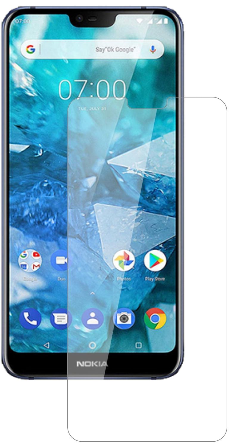 Nokia7.1 Plus mit aufgebrachter dipos Flex Schutzfolie, glasklare Darstellung ohne Einschränkungen