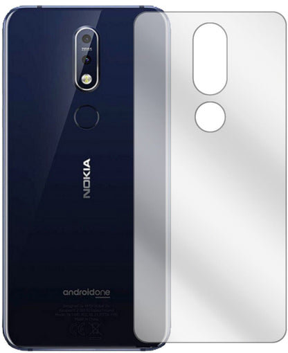 NokiaX7 (2018) Rückseite mit aufgebrachter dipos Displayschutzfolie, glasklare Darstellung ohne Einschränkungen