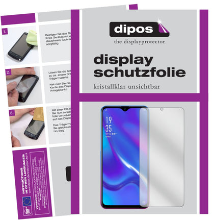 Klare Displayschutzfolie von dipos passend für Oppo RX17 Neo, präziser Zuschnitt und blasenfrei montiert