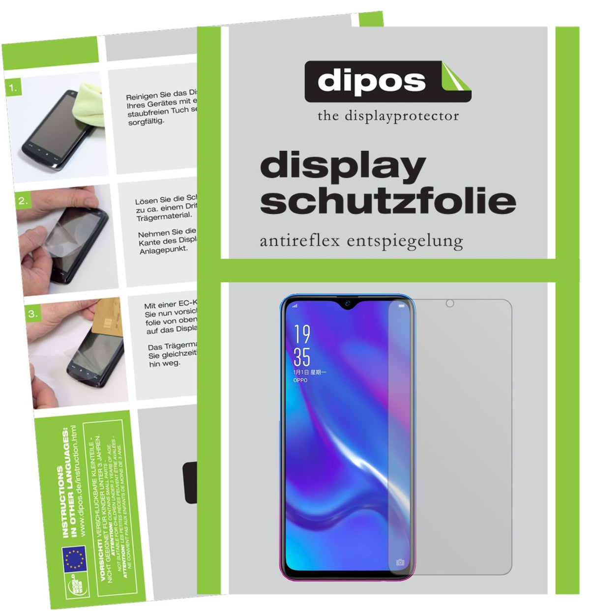 Matte Displayschutzfolie von dipos passend für Oppo RX17 Neo, präziser Zuschnitt und blasenfrei montiert