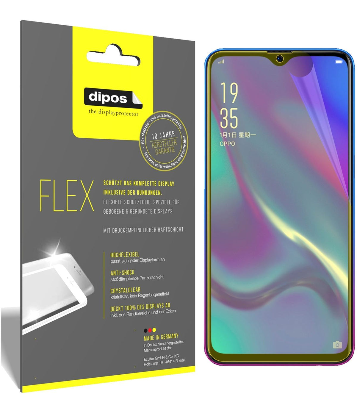 Klare Displayschutzfolie von dipos passend für Oppo RX17 Neo, 100% Displayabdeckung und blasenfreie Montage