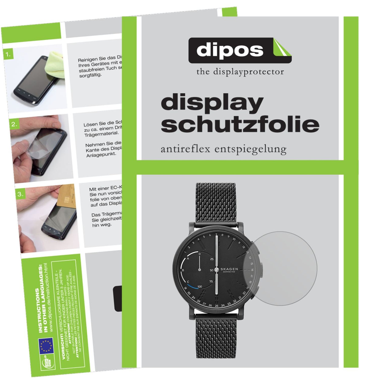Matte Displayschutzfolie von dipos passend für Skagen Hagen Connected, präziser Zuschnitt und blasenfrei montiert
