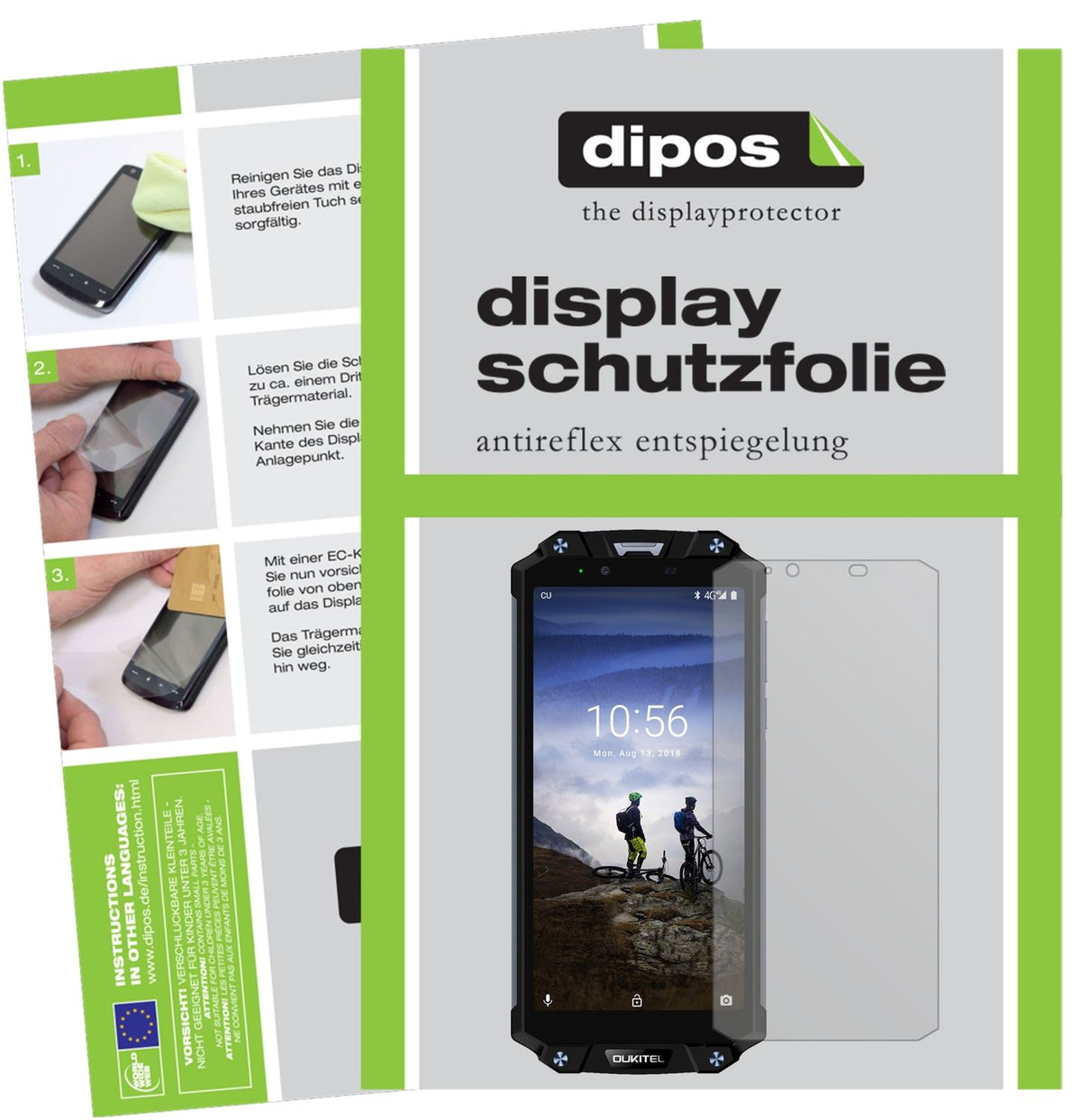 Matte Displayschutzfolie von dipos passend für Oukitel WP2, präziser Zuschnitt und blasenfrei montiert