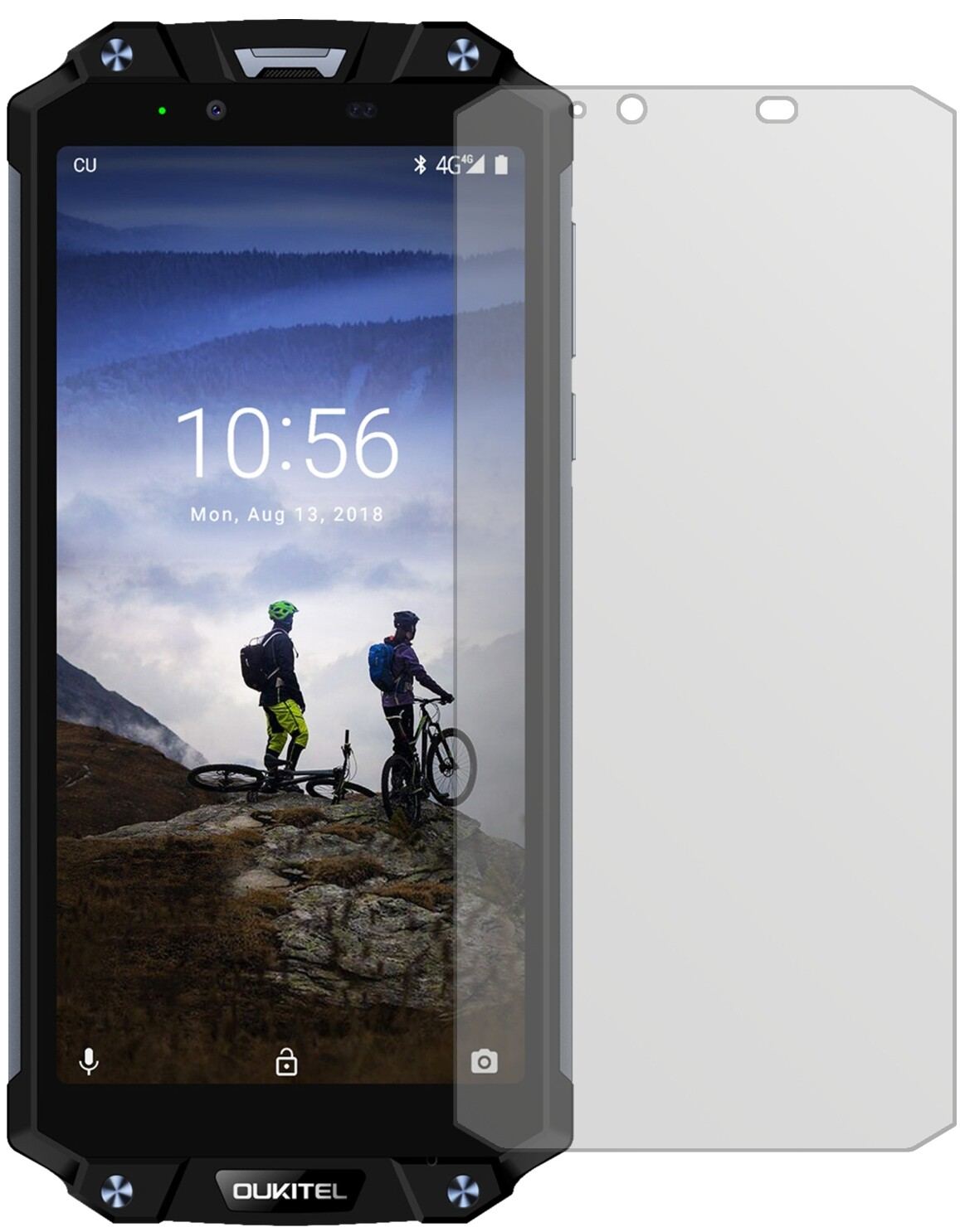 OukitelWP2 mit aufgebrachter dipos Displayschutzfolie, die lästige Fingerabdrücke minimiert