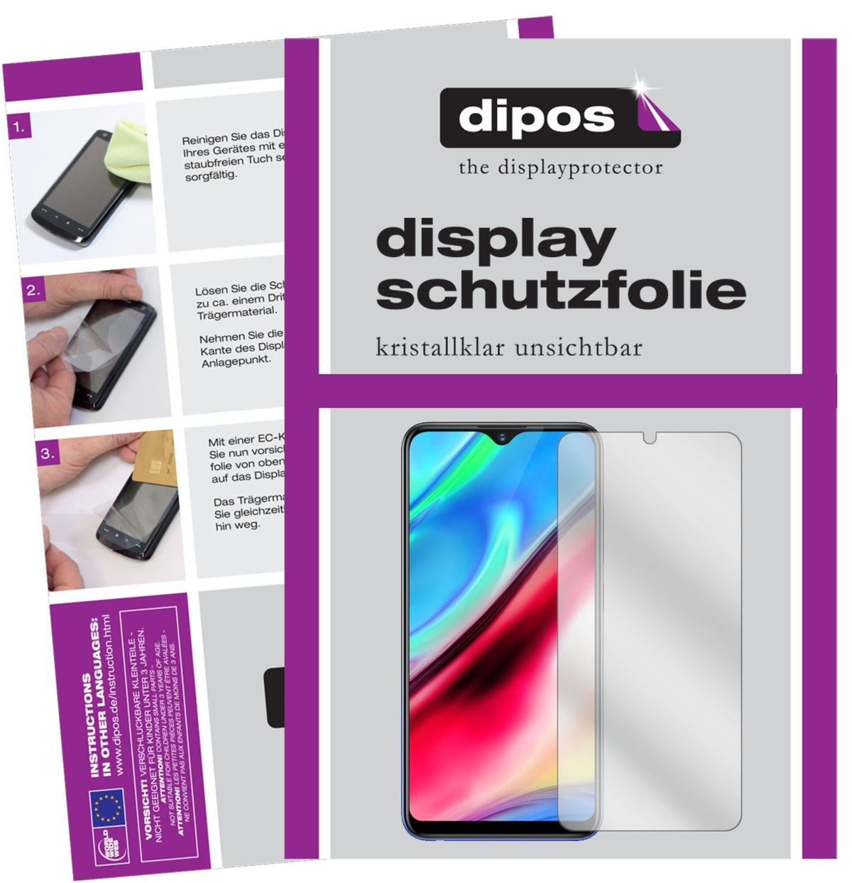 Klare Displayschutzfolie von dipos passend für Vivo Y93, präziser Zuschnitt und blasenfrei montiert