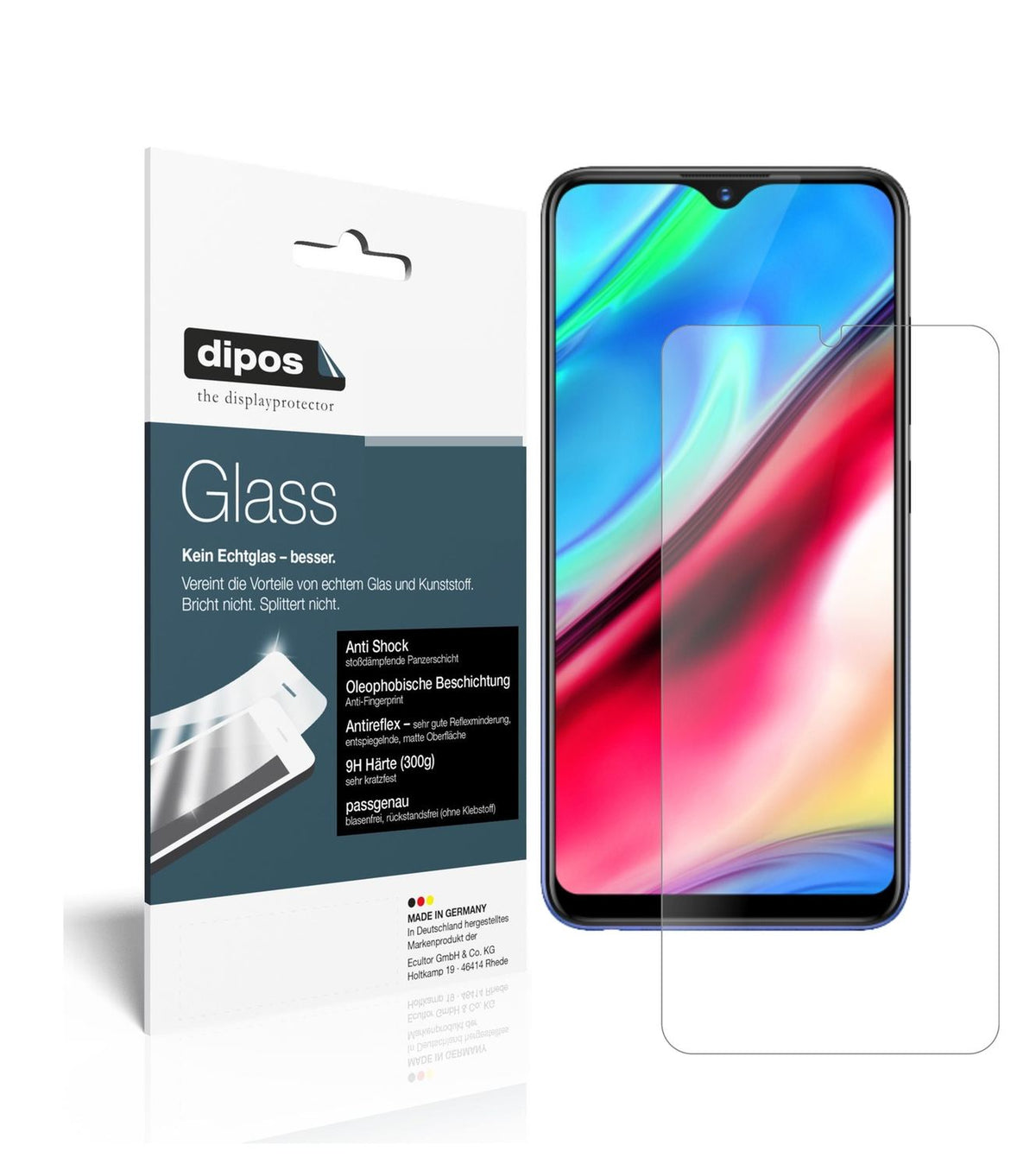 Matte Displayschutzfolie von dipos passend für Vivo Y93, 9H kratzfest und blasenfrei montiert