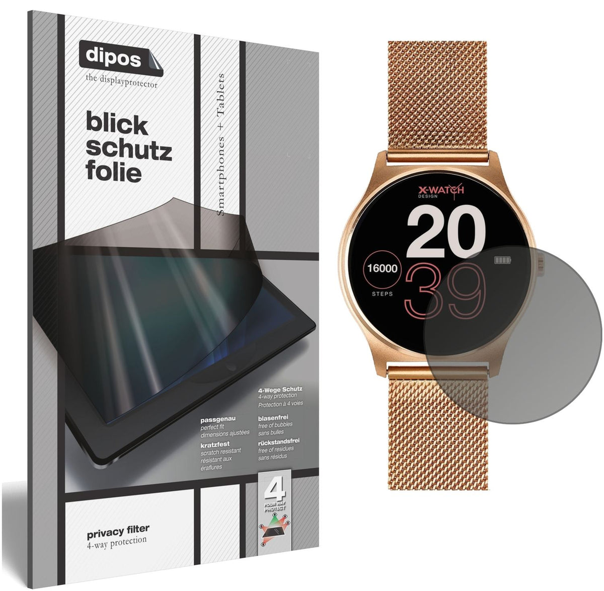 Blickschutzfolie für Joli XW Pro Smartwatch matt Schutzfolie Privacy