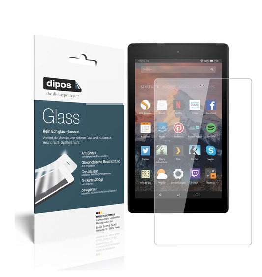 Klare Displayschutzfolie von dipos passend für Amazon Fire HD 8 Plus (2020), 9H kratzfest und blasenfrei montiert