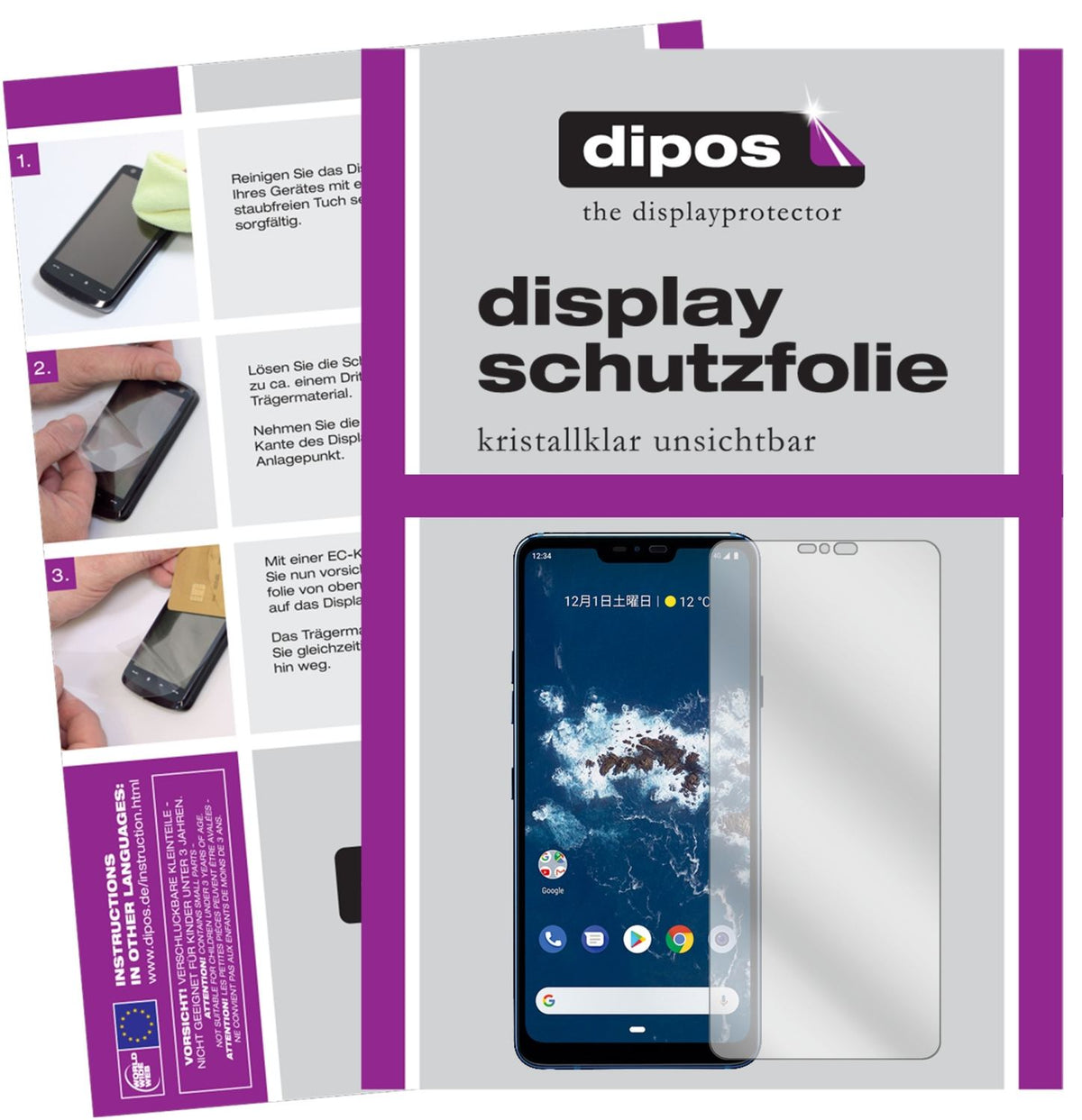 Klare Displayschutzfolie von dipos passend für LG X5 Android One, präziser Zuschnitt und blasenfrei montiert