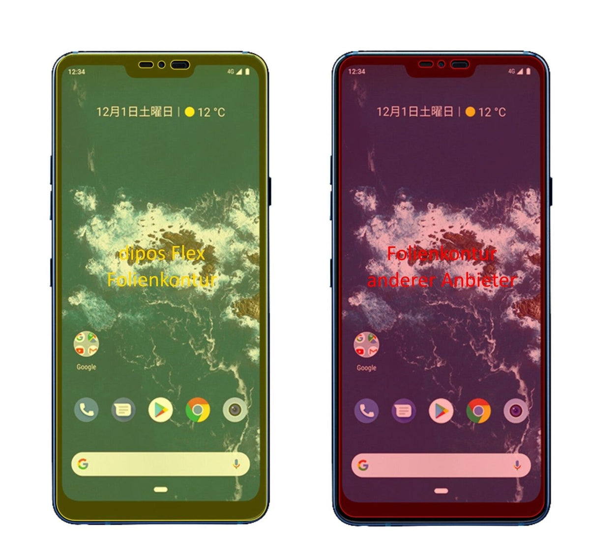 3x 3D Full Cover Schutzfolie für LG X5 Android One