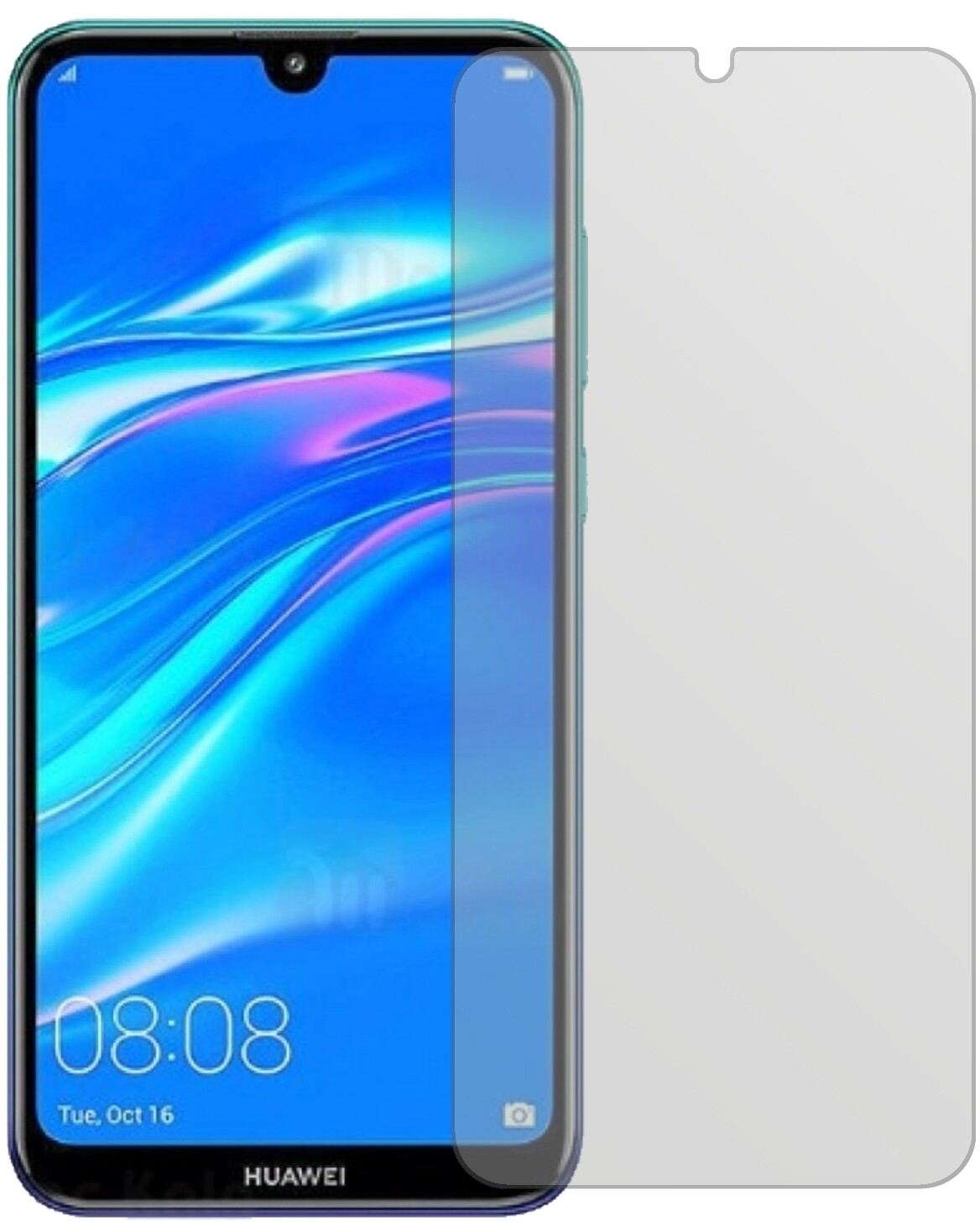 HuaweiY7 Pro (2019) mit aufgebrachter dipos Displayschutzfolie, die lästige Fingerabdrücke minimiert