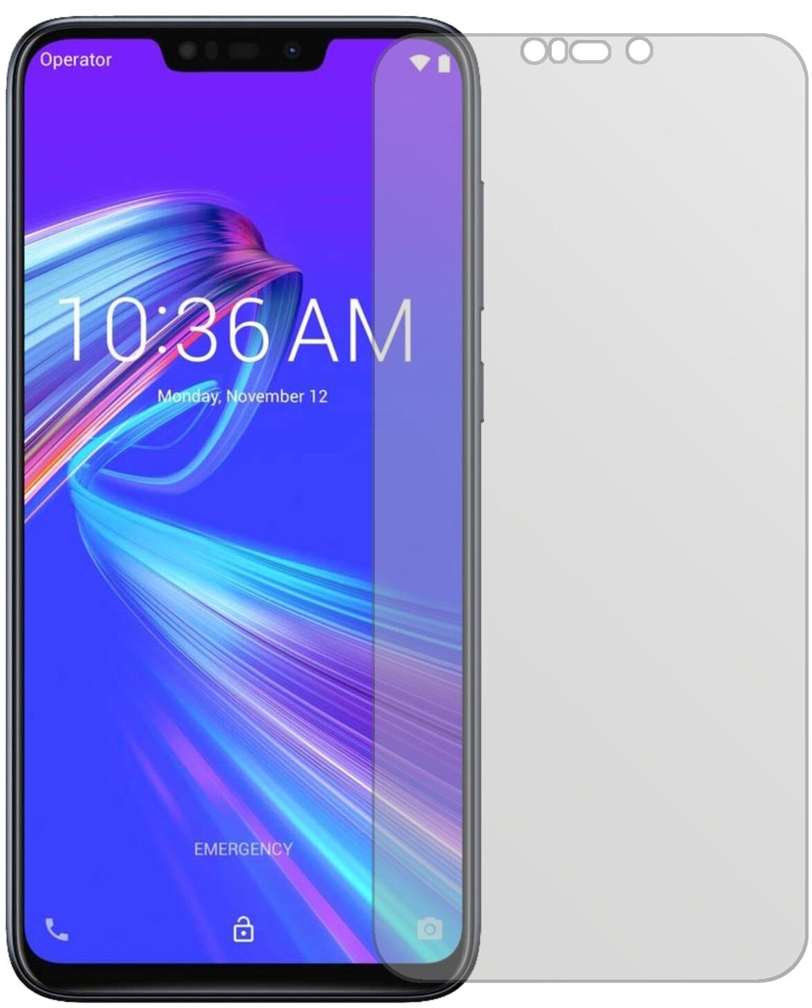 AsusZenFone Max (M2) mit aufgebrachter dipos Displayschutzfolie, die lästige Fingerabdrücke minimiert