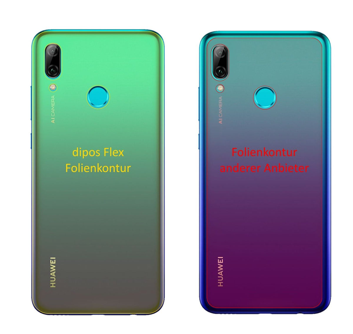 3x 3D Full Cover Schutzfolie für Huawei P Smart (2019) Rückseite