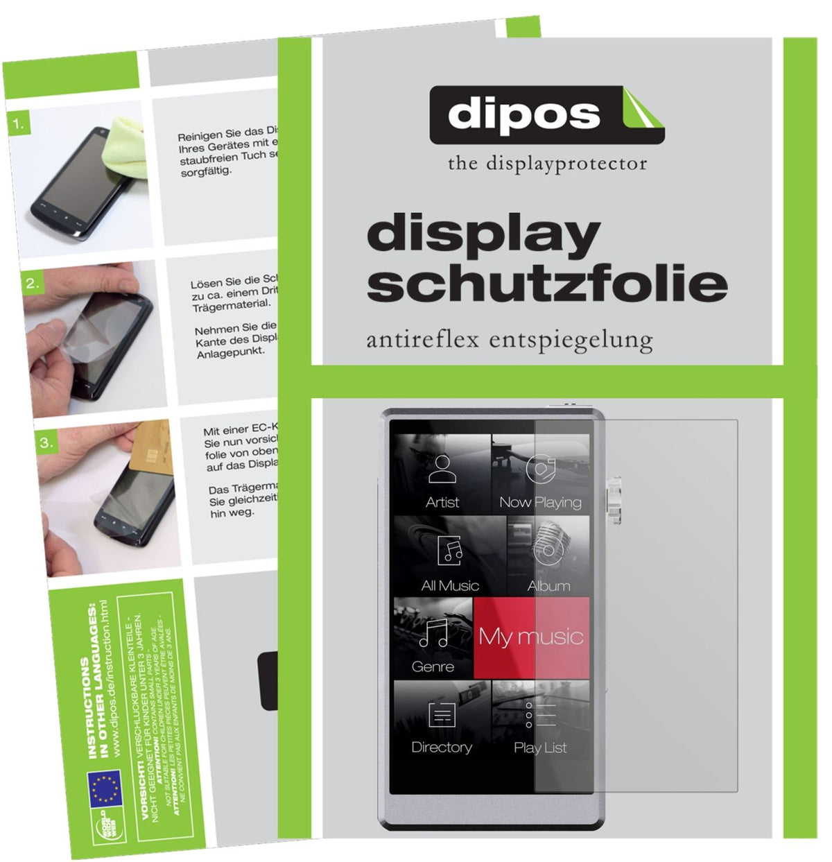 Matte Displayschutzfolie von dipos passend für iBasso DX150, präziser Zuschnitt und blasenfrei montiert