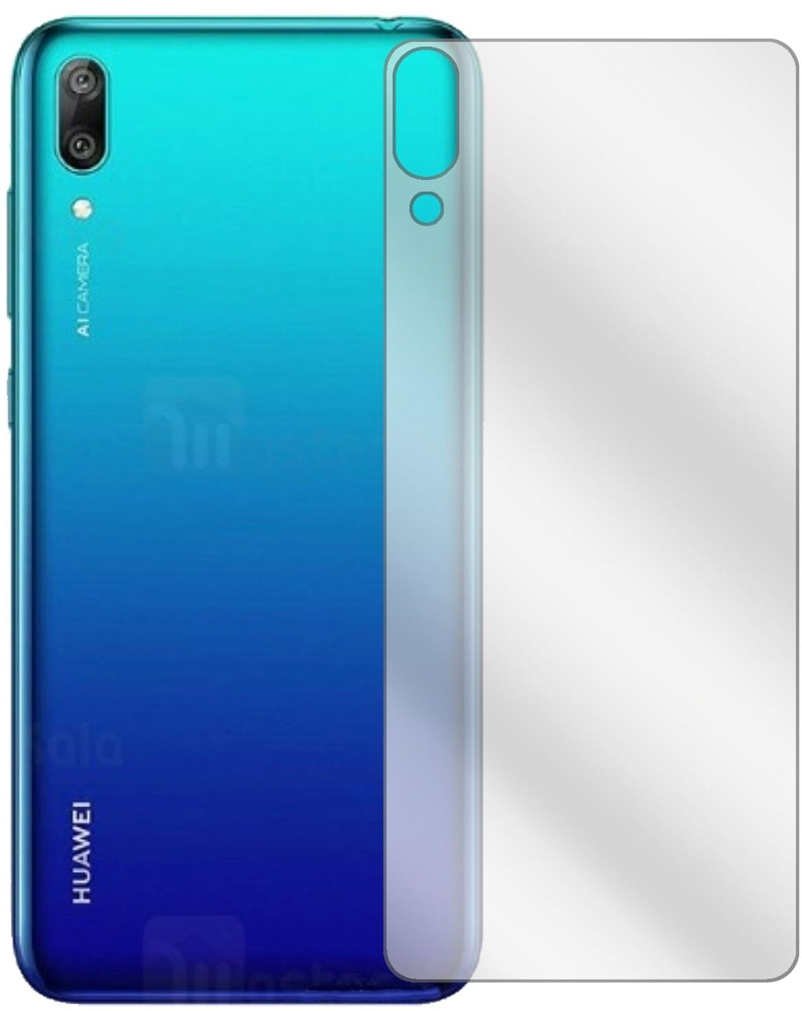 HuaweiEnjoy 9 Rückseite mit aufgebrachter dipos Displayschutzfolie, glasklare Darstellung ohne Einschränkungen