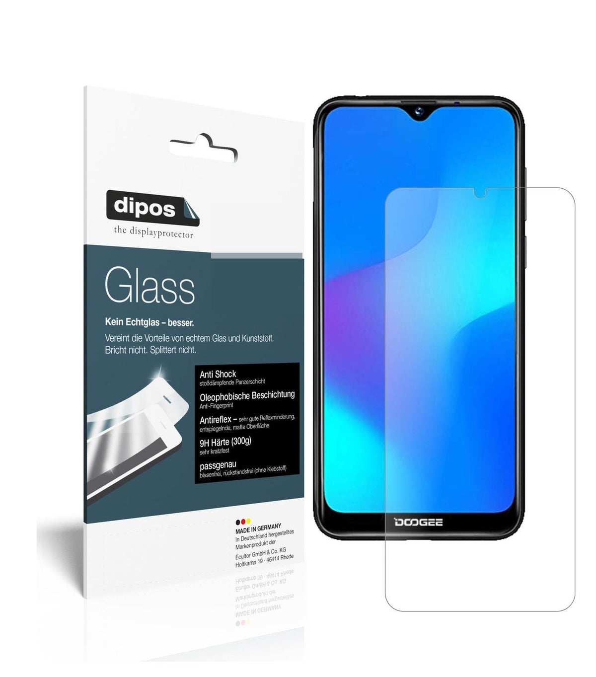 Matte Displayschutzfolie von dipos passend für Doogee Y8, 9H kratzfest und blasenfrei montiert