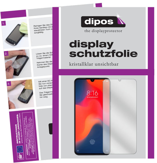 Klare Displayschutzfolie von dipos passend für Xiaomi Mi 9 SE, präziser Zuschnitt und blasenfrei montiert